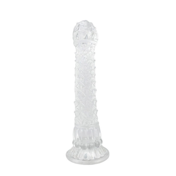 35cm Realistic Dragon Scale Textured Silicone Dildo for Men - Crystal Clear