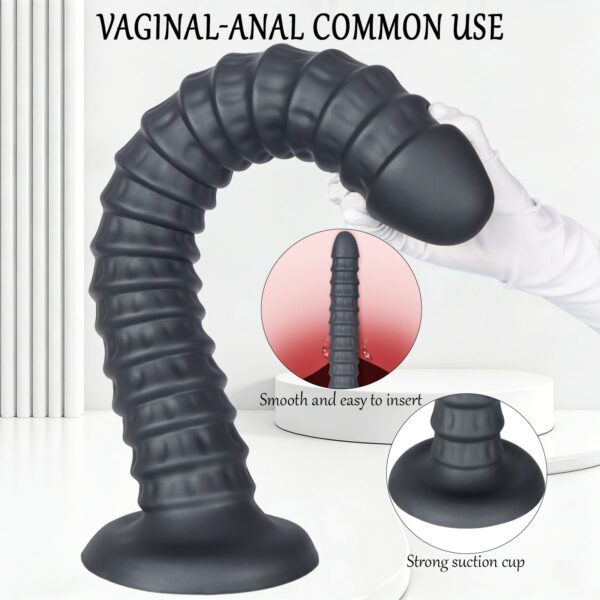 Extra-Long Textured Silicone Dildo with Suction Base – Multi-Size (S–XXL)