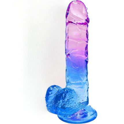 7 Inch Tpe Gradient Blue Jelly Dildo with Balls