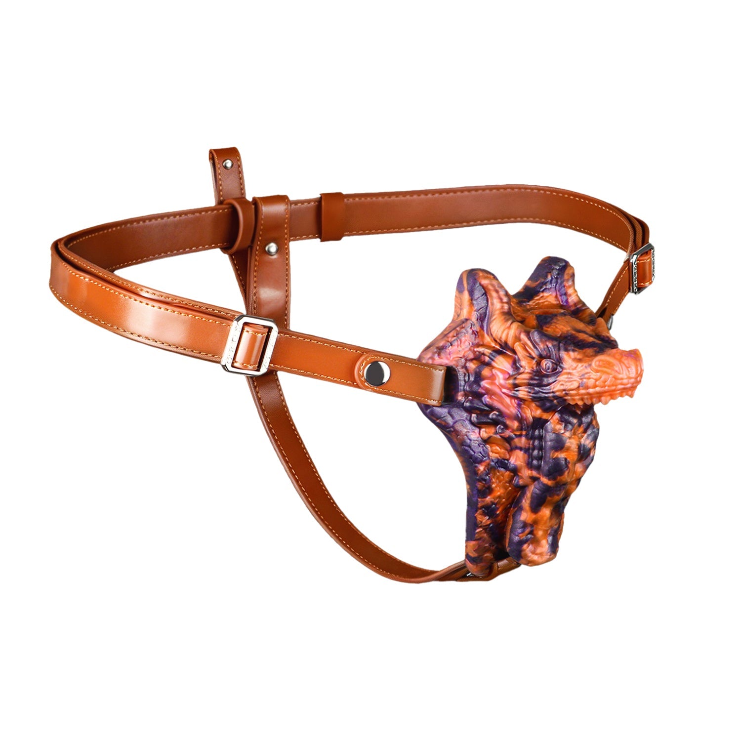brown-leather-wolf-shape-strap-on-harness-with-dragon-style-vibrating-silicone-dildo-5704407 Brown Leather Wolf Shape Strap-On Harness with Dragon-Style Vibrating Silicone Dildo - 图片 1