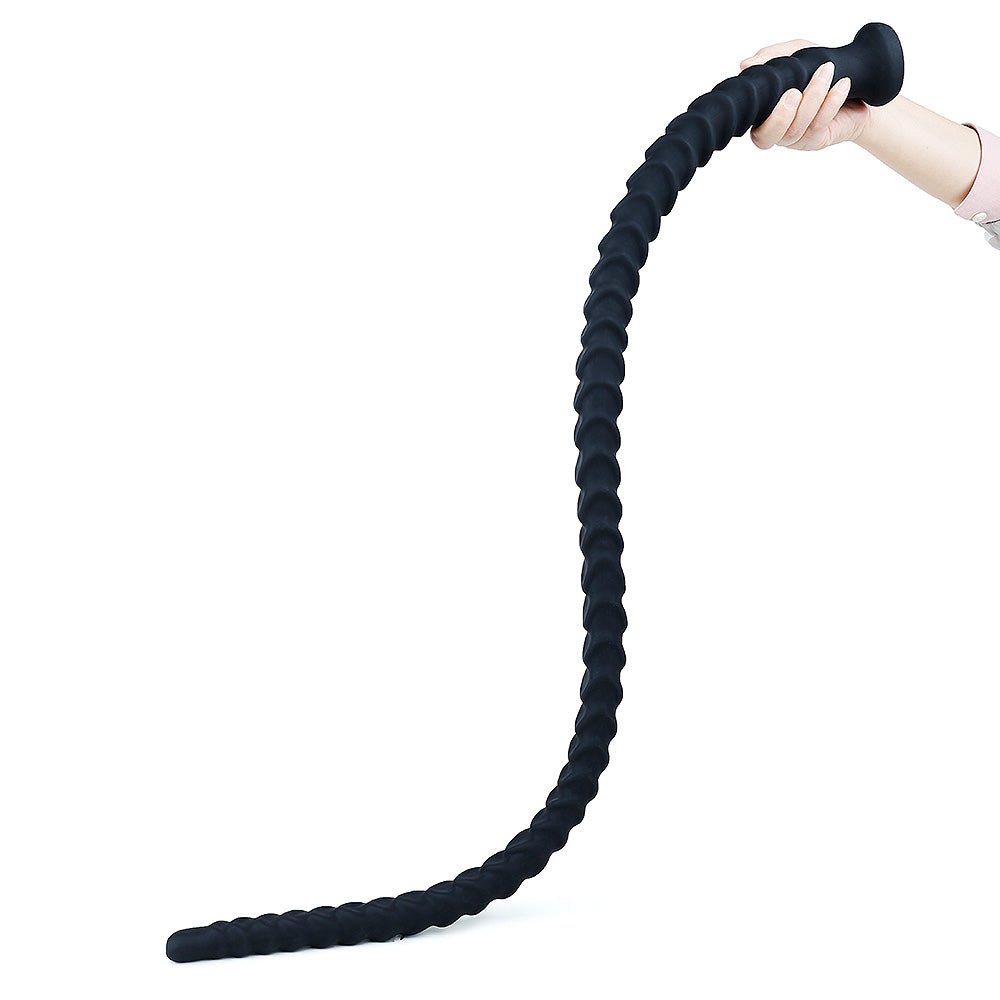 extra-long-flexible-vibrating-silicone-wand-with-remote-control-6373213 Extra Long Flexible Ribbed Silicone Anal Plug - 图片 1