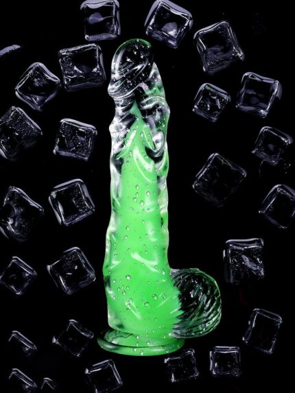 Glow in the Dark TPE Anal Plug with Spiral Texture - Luminous Green Crystal Dildo