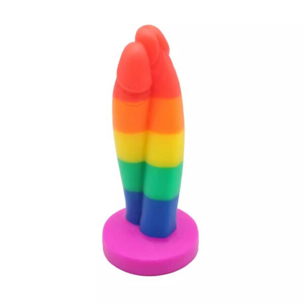 Realistic Double-Shaft Silicone Dildo with Rounded Head & Strong Suction Base