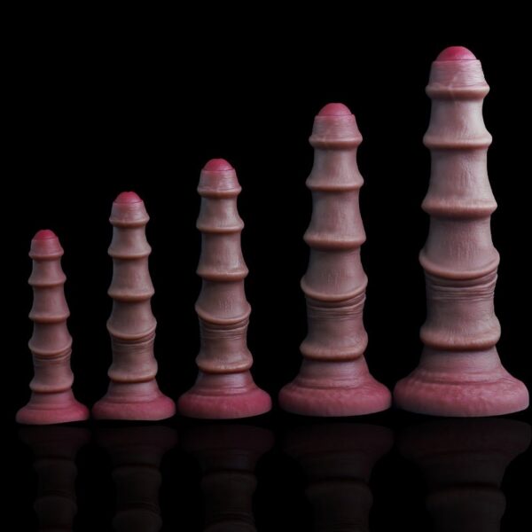 Silicone Anal Plugs with Spiral Ribbing