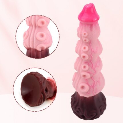 Textured Pink Silicone Dildo with Suction Cup