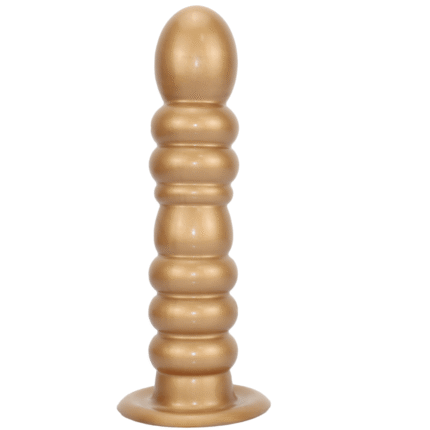 Textured Silicone Anal Plug with Beaded Shaft and Suction Cup Base