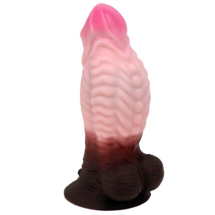 Textured Silicone Dildo with Suction Cup – Realistic Design, Pink and Brown Gradient